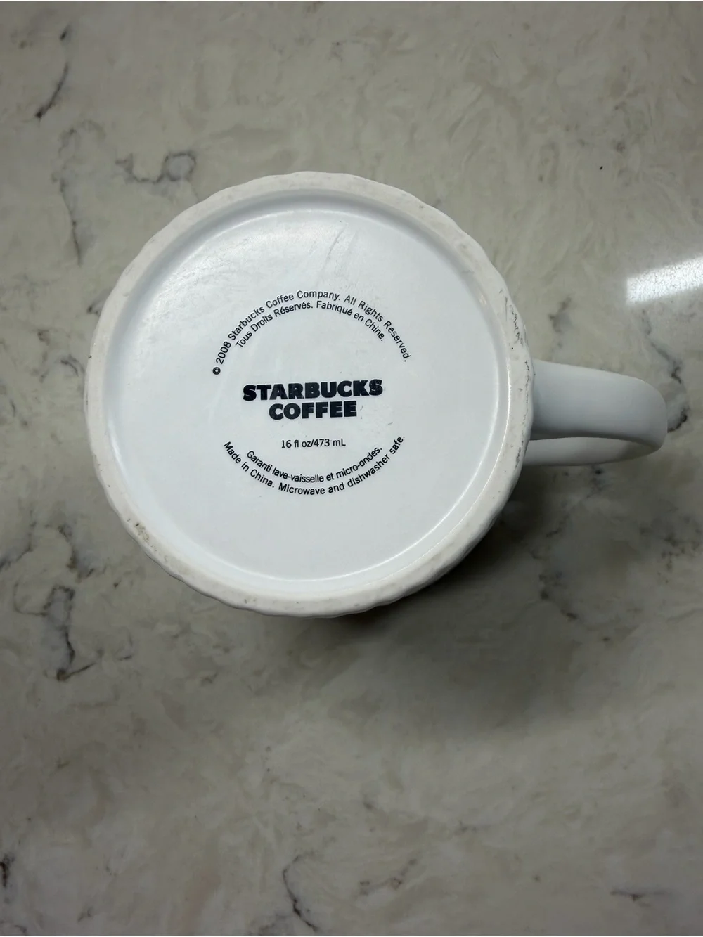 Starbucks White 3D Ripple Heart 16oz Mug 2008